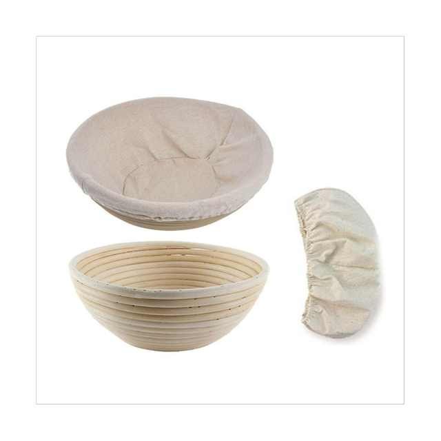 2Pcs Bread Proofing Baskets,Round Rattan Bread Bowls with Liners for Home Bakers Baking Making 23cm