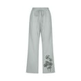 thumbnail image 4 of QATAINLAV Crop Pants for Women Loose Fit Wide Leg Linen Capris Summer Casual Drawstring Beach Pants Fashion Dandelion Print Cropped Trousers with Pockets Deals under 5 Dollars Mint Green M, 4 of 6