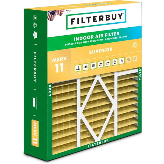 Filterbuy 20x20x5 MERV 11 Allergen Defense, Pleated HVAC AC Furnace Air Filters for Amana, Coleman, Goodman, Maytag, York, and More (1-Pack)