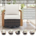 thumbnail image 4 of Planntonneo Classic Swivel Glider Chair Set of 2, Patio Cushioned Lounge Swivel Rocker for Balcony Yard, Brown Wicker and Beige Cushions, 4 of 7