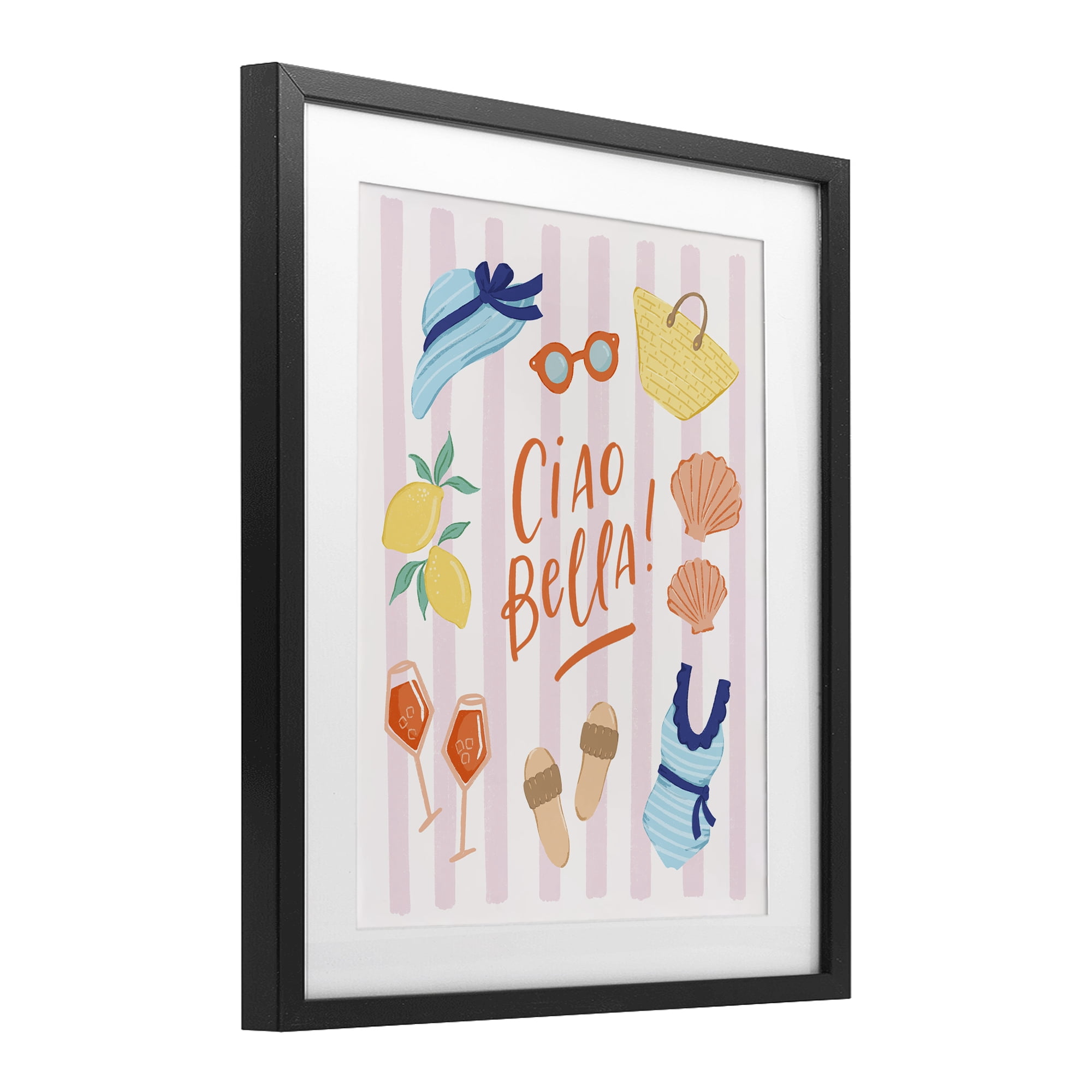 Stupell Industries Summer Ciao Bella Black Framed Print Under Glass, design by Sandra Picco