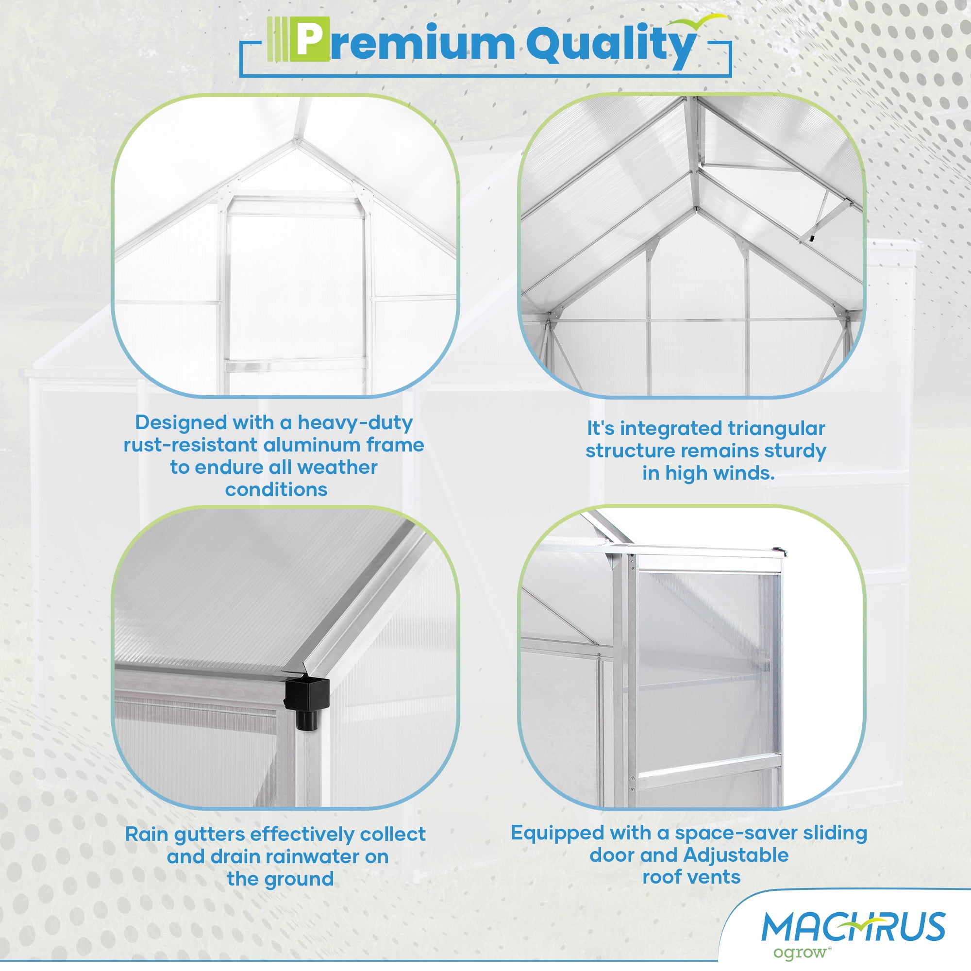 Portable Greenhouses for outdoors | 6 X 8 Greenhouse | Sunroom | Small Green House for plants |Aluminum Patio greenhouse plastic panels |Glass Greenhouse kits |Small greenhouses for outdoors by Ogrow