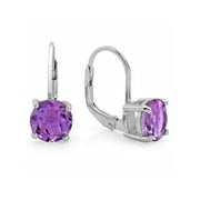 2 1/2ct tw Amethyst Lever Back Earrings in Sterling Silver (7mm)