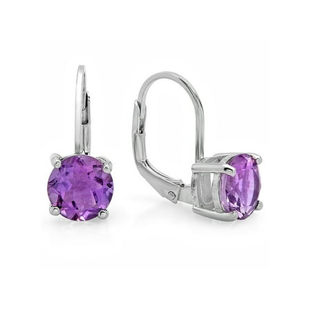 2 1/2ct tw Amethyst Lever Back Earrings in Sterling Silver (7mm)