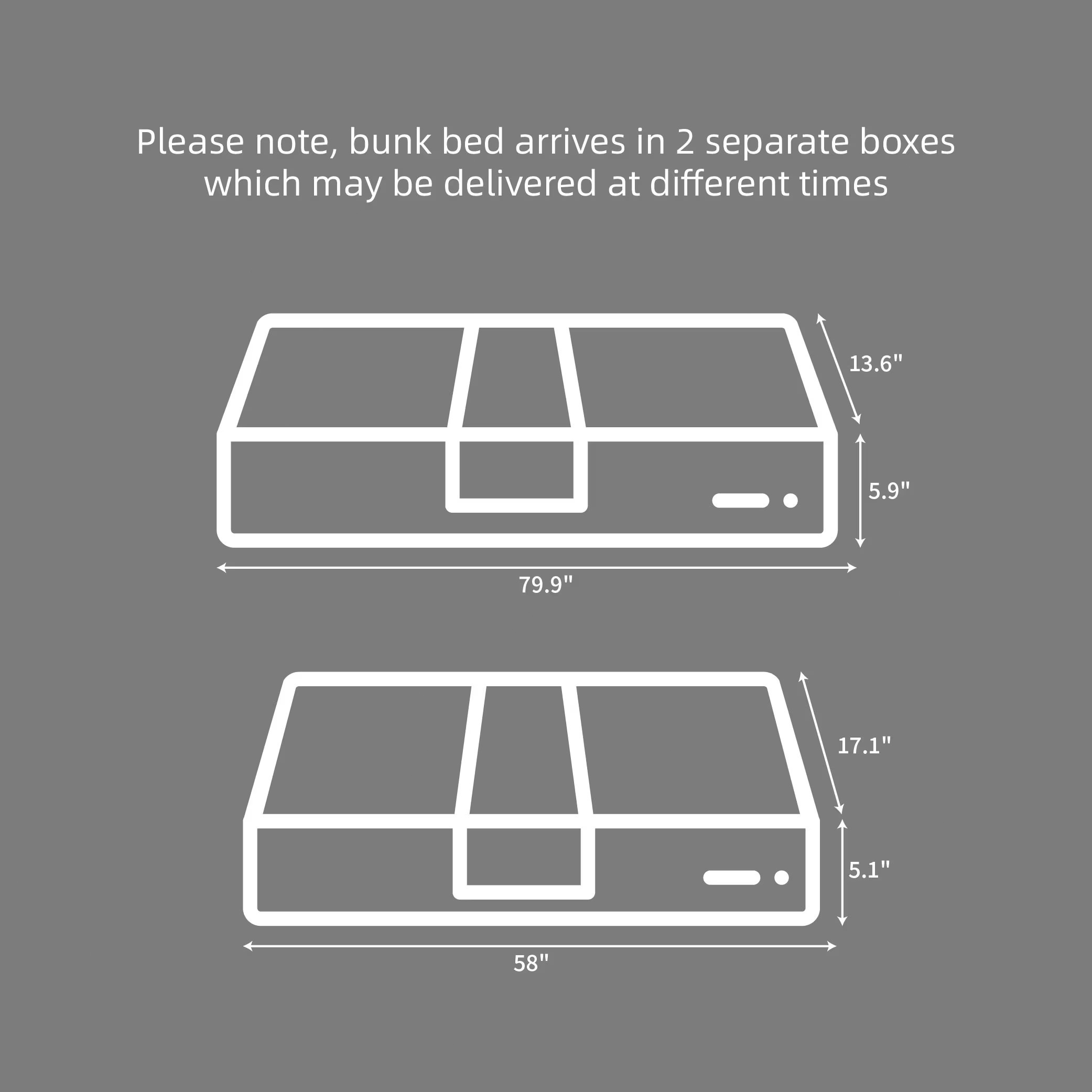 Full Over Full Bunk Bed, Solid Wood Bunk Bed Frame with High Guardrails, Ladder, Heavy Duty Wooden Slats, No Box Spring Needed for Kids, Teens, Guest Room, Grey