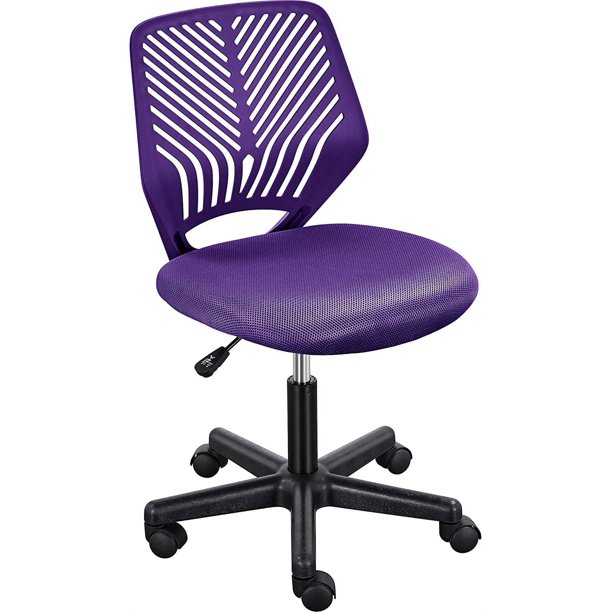 Songqin Students Cute Desk Chair Low-Back Armless Study Chair w/Lumbar Support Adjustable Swivel Chair in Home Bedroom School, Purple