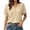 Khaki, variant on Gauze Shirts for Women Summer Cotton Linen Short Sleeve Crinkle Button V Neck Tops Business Work Tunics Blouse