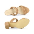 thumbnail image 4 of BLISSFUL STEP Women's Braided Heeled Slip on Chunky Heel Slide Sandals Nude 8, 4 of 6