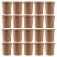 thumbnail image 1 of 25 juegos de vasos desechables de papel Kraft para sopa, cubos para sopa y vasos para gachas con tapa para almacenamiento, 1 of 6