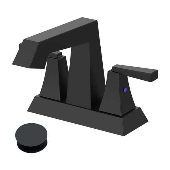 Cobbe 2-Handle Modern Bathroom Sink Faucet 4-Inch Centerset Vanity Faucet Bathroom Faucet with Pop Up Drain and Supply Lines Matte Black