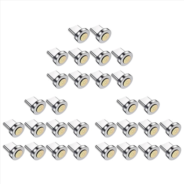 Adaptador de Cable de Carga Rápida con Puntas de Enchufe Magnético Tipo C de 7 Pines para Cargador Magnético, Conector de Rotación de 360°, 30 Unidades