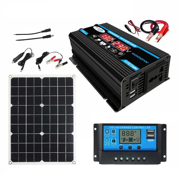 Meterk Solar Panel System 18V 20W Solar Panel 30A Charge Controller with Dual USB Car Solar Inverter Kit Complete Power Supply for Mobile Phones Sports cameras, and 12V Car Batteries