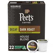 Peet's Coffee Decaf House Blend Premium Dark Roast Keurig K-Cup Coffee Pods, 22 Count