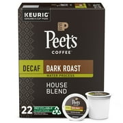 Peet's Coffee Decaf House Blend K-Cup Coffee Pods, Premium Dark Roast, 22 Count, Single Serve Capsules Compatible with Keurig Brewers