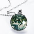 thumbnail image 2 of Swan Glass Circular Pendant Necklace - Stylish Jewelry Statement Piece, 2 of 5