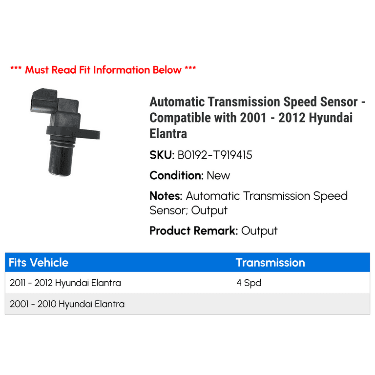 Transmission Speed Sensor for Hyundai Elantra 2003 - 2011 Transmission Speed Sensor for Hyundai Elantra 2003 - 2011
