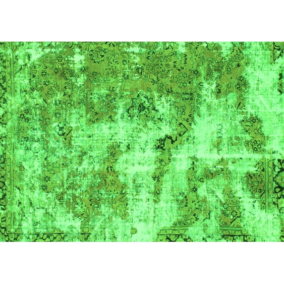 Ahgly Company Indoor Rectangle Abstract Green Modern Area Rugs, 7' x 9'