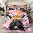 thumbnail image 2 of Castle Fairy Boys Girls Geometric Checkered Flag Full Size Sheets,Racing Car Bed Sheets, 2 of 7