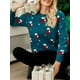 thumbnail image 5 of Camiseta mujer, Suéter de Navidad para mujer, suéteres casuales de manga larga con cuello redondo de Abody Azul/Pequeña, 5 of 7