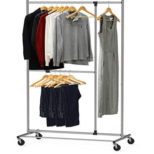 Simple Houseware Dual Bar Adjustable Garment Rack, Chrome, 72inch