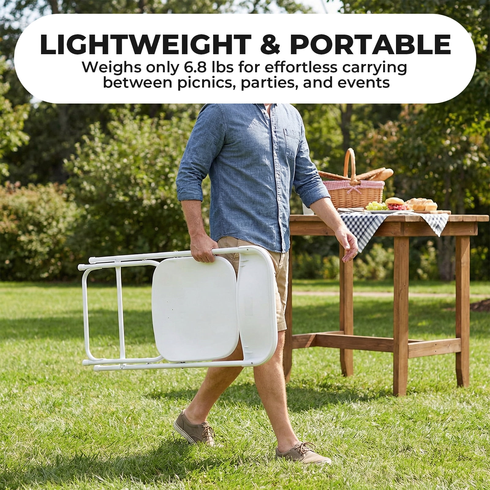 Alvantor Folding Chairs, 4/6/10-Pack White Indoor Outdoor Stackable Portable for Events, Offices, Weddings