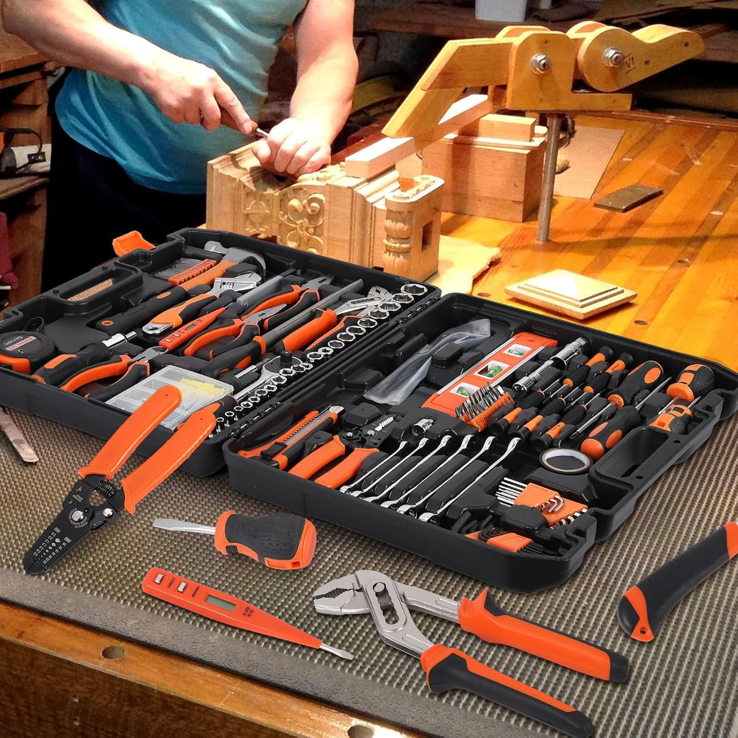 AOILE 236 Piece Socket Wrench Auto Repair Tool Combination Package Mixed Tool Set General Household Hand Tool Kit with Plastic Toolbox Storage Case