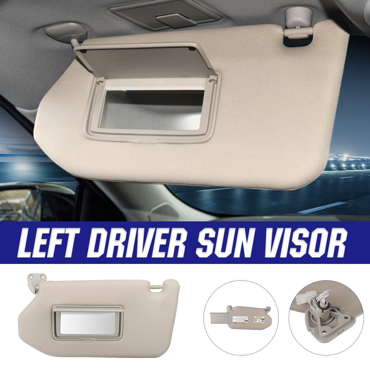 Vikter Driver Side Sun Visor Left Side with Lamp Compatible with 2013-2019 Nissan Pathfinder Infiniti QX60 Infiniti JX35 with Sunroof Replaces# 96401-9PB0A
