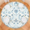 thumbnail image 2 of Stretchable Floral Tablecloth with Boho Design, Elastic Hem for Round Tables 52-56 Inches, Machine Washable for Easy Care, 2 of 7