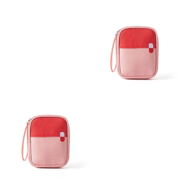 Ounissouiy Kit de emergencia bolsa herramientas vacías impermeable ayuda senderismo caso cierre de cremallera Oxford tela Trekking viaje pastillero paquete Rosa 2piezas Ounissouiy CBP215091
