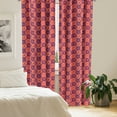 thumbnail image 2 of Ambesonne Retro Window Curtains, 1960's Style Colorful Art, Each 28" W x 84" L, Dark Coral Purple, 2 of 4