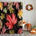 thumbnail image 2 of Autumn Red Maple Leaves Watercolor Shower Curtain for Bathroom, Gold Sketch Leaf Art Waterproof Shower Curtains Washable Quick Dry with Hooks Bathtub Curtains 72x72 IN, 2 of 6