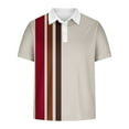 thumbnail image 4 of DDAPJ pyju Mens Big and Tall Golf Shirts Color Block Striped Polos Shirt Trendy Casual Summer Short Sleeve Collared Tops Red XL, 4 of 6