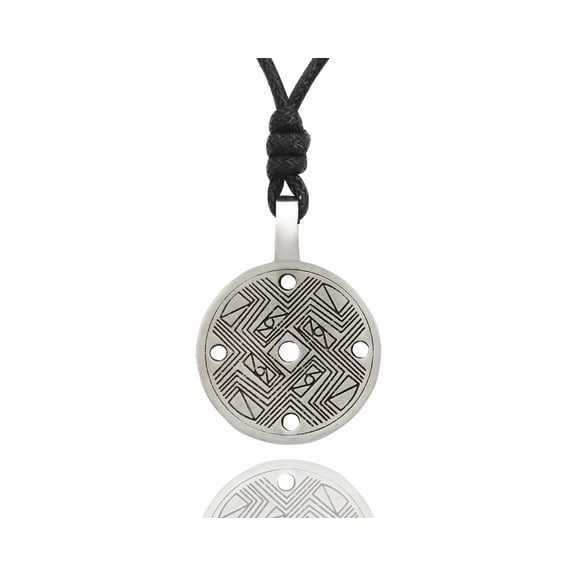 Vintage Classic Chinese I Ching Coin Silver Pewter Charm Necklace Pendant Jewelry With Cotton Cord