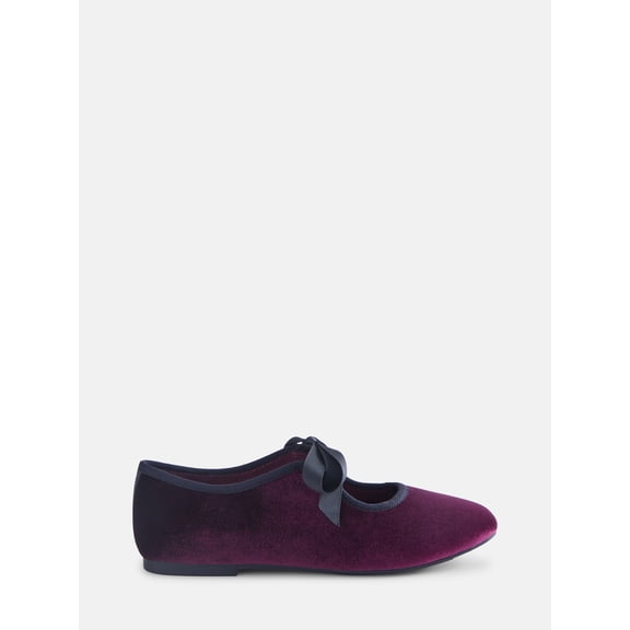 Wonder Nation Toddler, Little & Big Girls Velvet Bow Ballet Flats