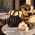 thumbnail image 5 of ZhangC Mini Ruched Puffy Clutch Handbag for Women, 7.9 Inch Small Zipper Wallet Crossbody Purse with Round Top Handle, Casual Evening Phone Card Bag, Shopping and Daily Use, Black, 5 of 6