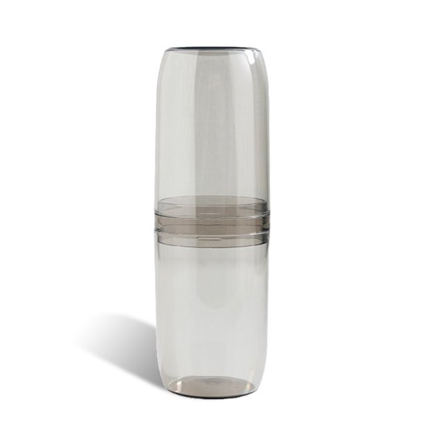 Yuarrent Estuche para cepillos de Recipiente portátil para de Plástico sanitario a prueba de polvo diario Soporte simple para Almacenamiento y organización del hogar dos tazas-gris Yuarrent HA028212-03