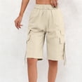 thumbnail image 6 of Dweltoz Cargo Shorts for Women High Waisted Casual Long Shorts with Multi Pockets Travel Lightweight Knee Length Outdoor Long Jorts,Beige M, 6 of 6