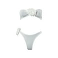 thumbnail image 3 of LIUJUNSHOP Women's 2 Piece Strapless Bikini Sets 3D Floral Scallop Trim Tie Back Low Rise Bathing Suit Textured Swimsuits, 3 of 3