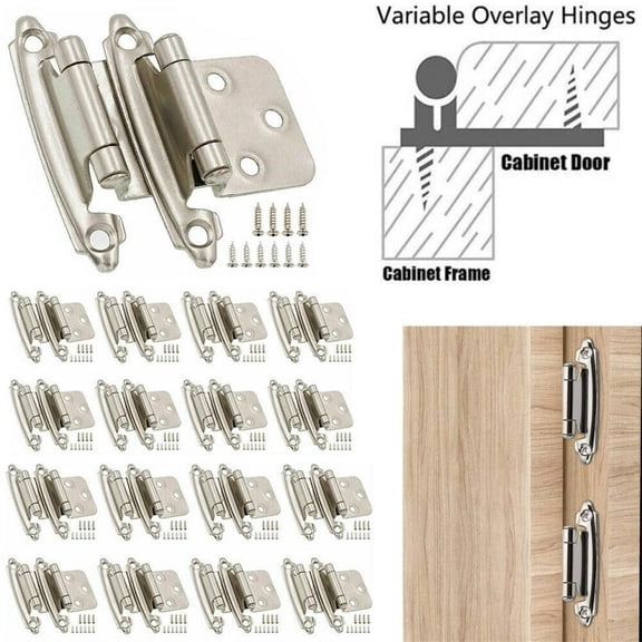 Lohoms Kitchen Cabinet Hinges, 1/2 inch Overlay Self Closing Face Mount Hinges For Kitchen Cupboard Door With Screws, 20 Pairs (40pcs)