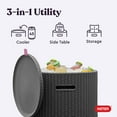 thumbnail image 5 of Keter Side Table Cooler 10.3 Gallon Cooler 3 in 1 Outdoor Patio Table and Ice Chest Storage, Ideal Hot Tub Table, Decor and Outdoor Patio Bar, Portable Bar, Rattan Look Dark Grey, 5 of 10