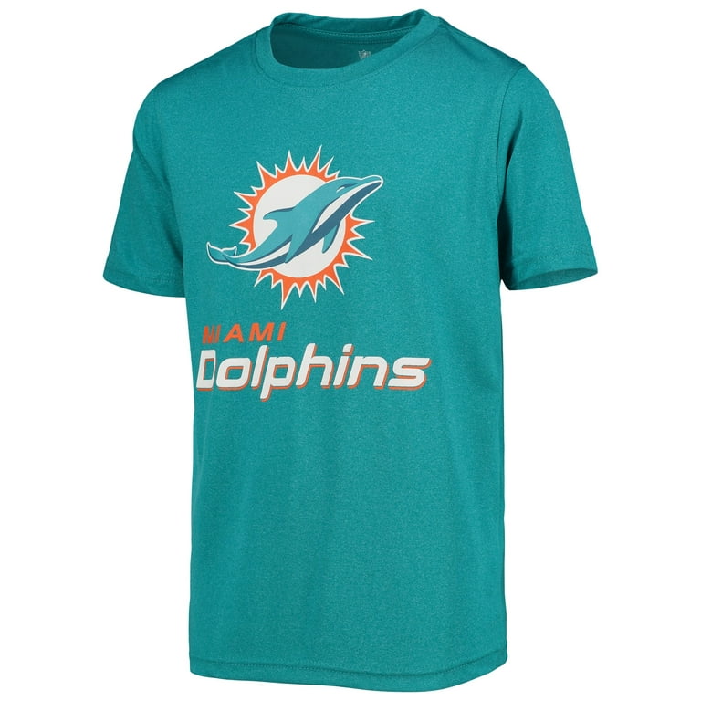 Youth Heathered Aqua Miami Dolphins Logo T-Shirt 