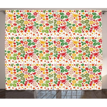 Ambesonne Strawberry Curtains 2 Panel Set, Graphic Art, 108" x 90", Multicolor