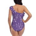 thumbnail image 6 of Yiaed Lavender Flowers Print Women One Piece Swimsuits Tummy Control One Shoulder Bathing Suits Pattern Ruffle Swimwear-Large, 6 of 8