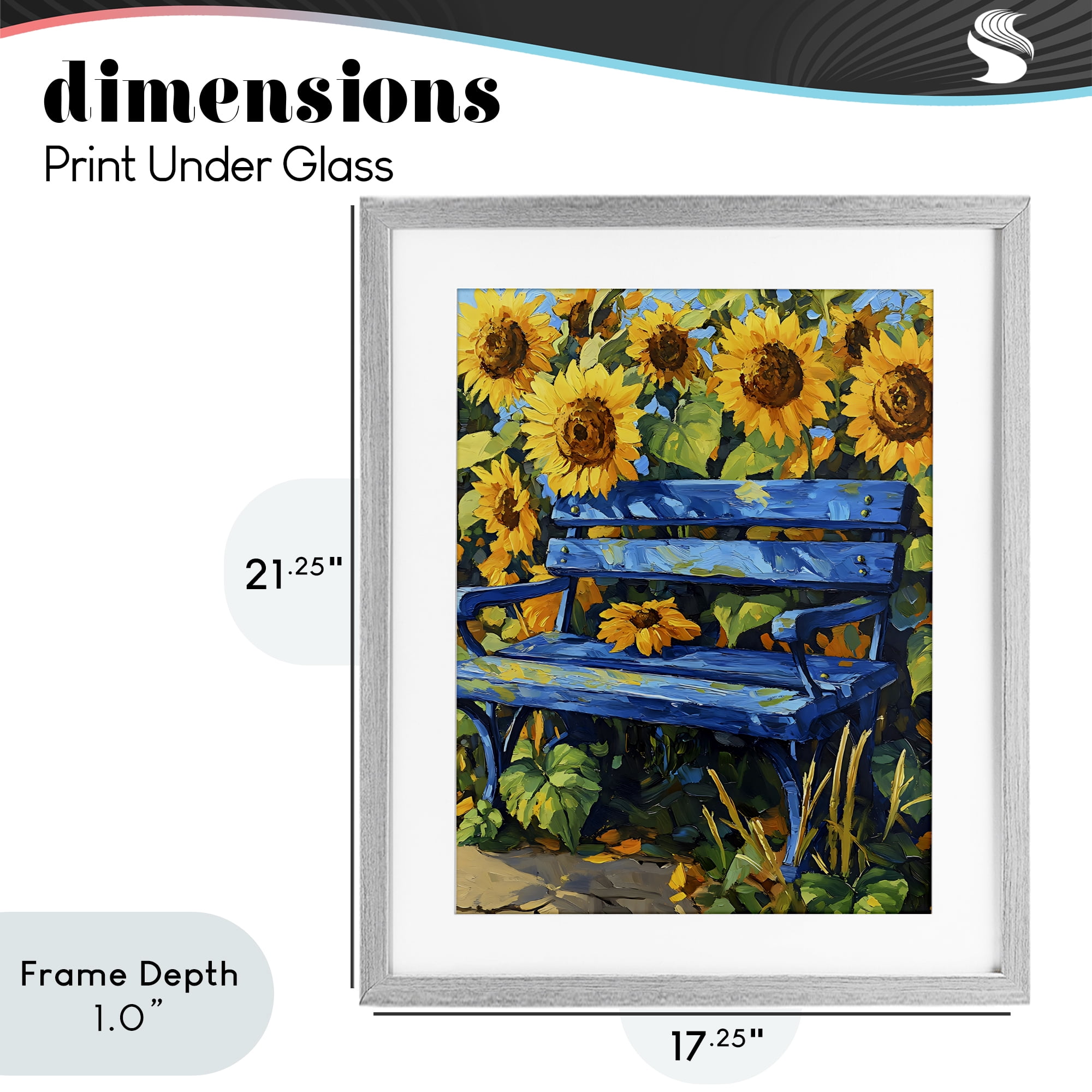 Stupell Industries Bench in Sunflower Field Gray Framed Print Under Glass, design by Creative Studio