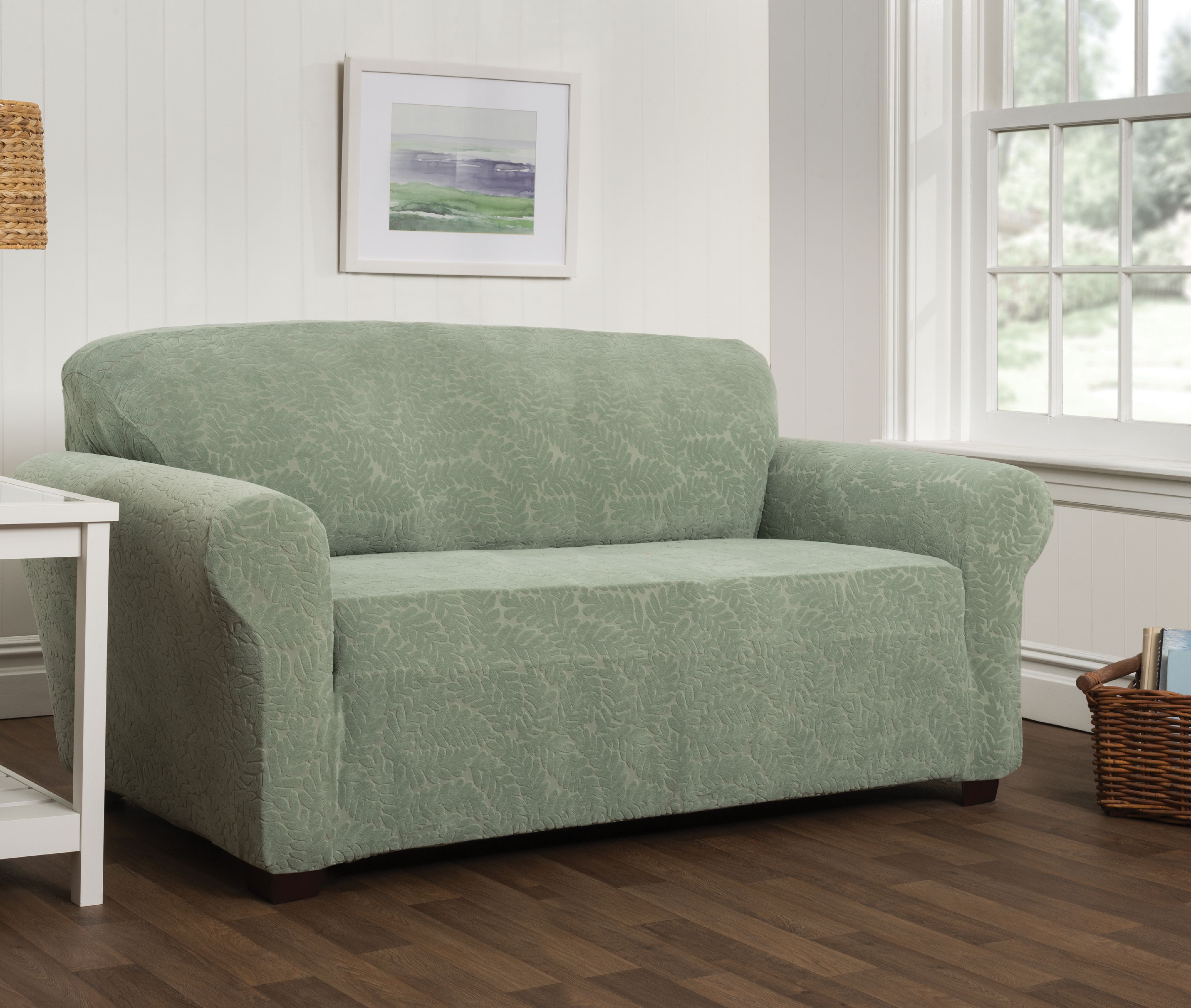 Stretch Sensations 1-Piece Stretch Fernwood Sofa Slipcover, Sage