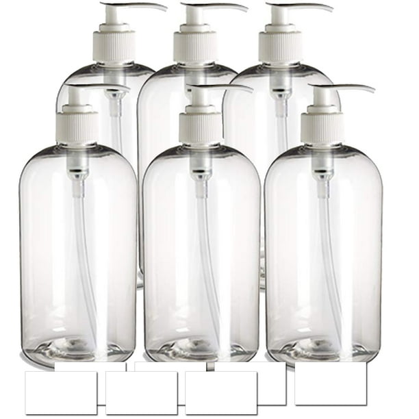 EZPRO USA Empty Plastic Pump Bottles (8 oz / 250 ml) Clear 6pack