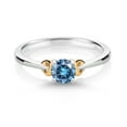 thumbnail image 2 of Gem Stone King 925 Sterling Silver and 10K Yellow Gold Persian Blue Moissanite Solitaire Engagement Ring for Women (0.50 Cttw, Round 5MM, Gemstone Birthstone, Size 7), 2 of 4