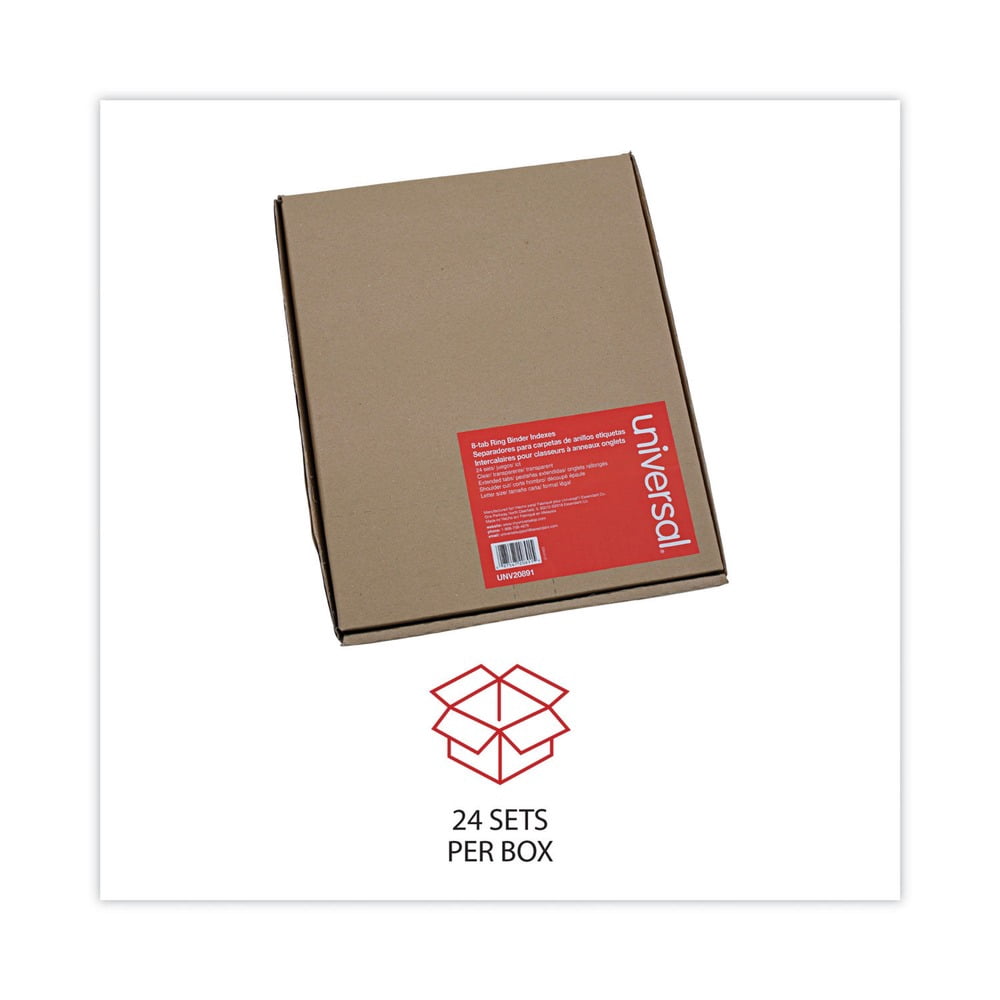 Universal UNV20891 Deluxe Extended Insertable Tab Indexes with 8 Clear Tabs - Buff (24/Box)