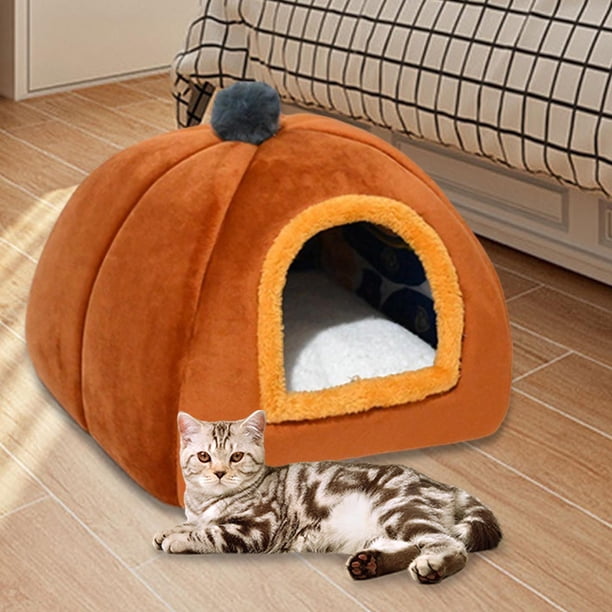 ALLSOPETS Cama Autocalentable 2-en-1 Plegable Para Gatos Y Perros Pequeños/Medianos – Cueva Igloo Suave Con Asa, Anti-Ansiedad (Verde, Talla L)