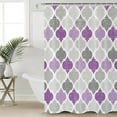thumbnail image 5 of Geometric Morocco Shower Curtain, 48" x 72", Quatrefoil Lattice Purple Grey Waterproof Bathroom Curtain Washable Shower Curtain Set with 12 Hooks, 5 of 6